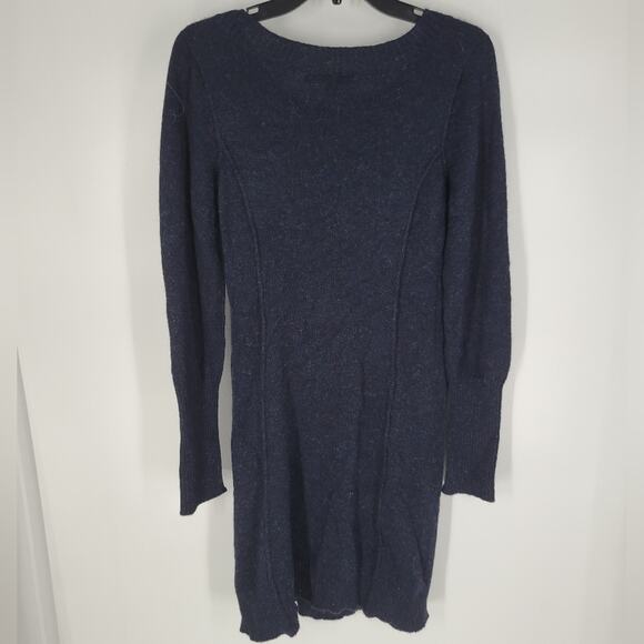 Peruvian Connection Blue Alpaca Wide Neck Long Sleeve Mini Dress M - Picture 5 of 6